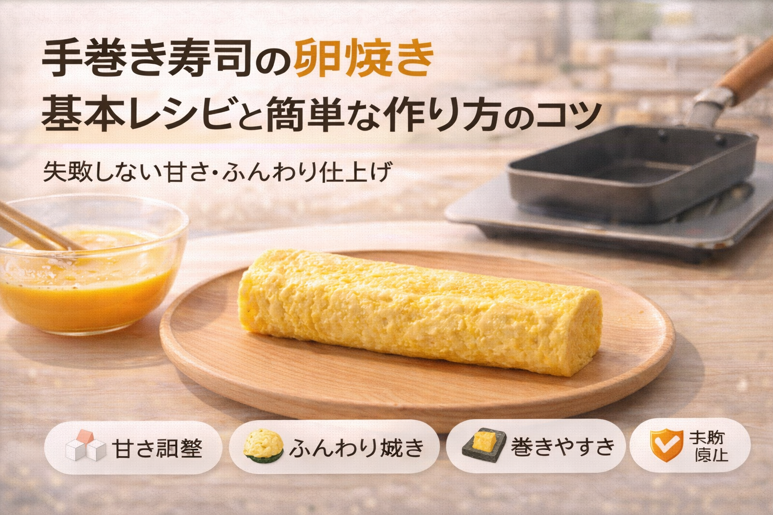 手巻き寿司の卵焼き基本レシピと簡単な作り方のコツ