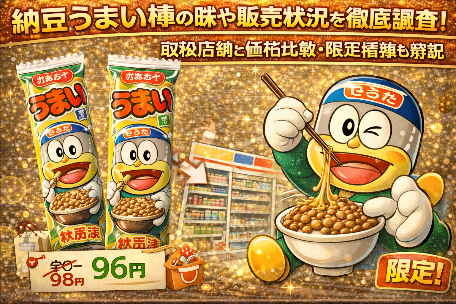 納豆うまい棒の味や販売状況を徹底調査！取扱店舗と価格比較・限定情報も解説