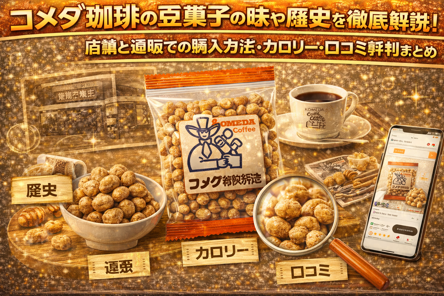 コメダ珈琲の豆菓子の味や歴史を徹底解説！店舗と通販での購入方法・カロリー・口コミ評判まとめ