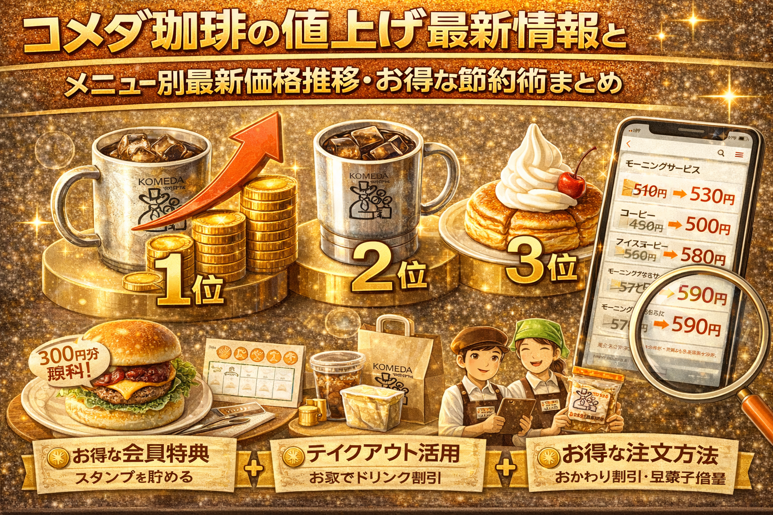 コメダ珈琲の値上げ最新情報とメニュー別最新価格推移・お得な節約術まとめ