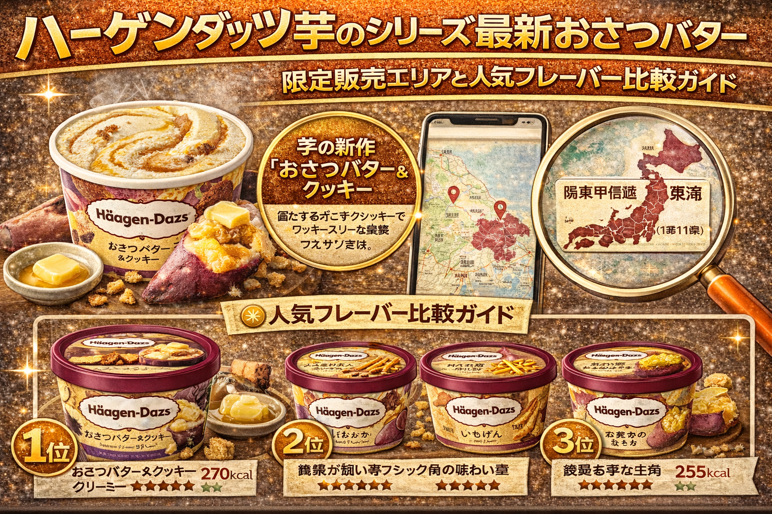ハーゲンダッツ芋のシリーズ最新おさつバター＆クッキー徹底解説｜限定販売エリアと人気フレーバー比較ガイド