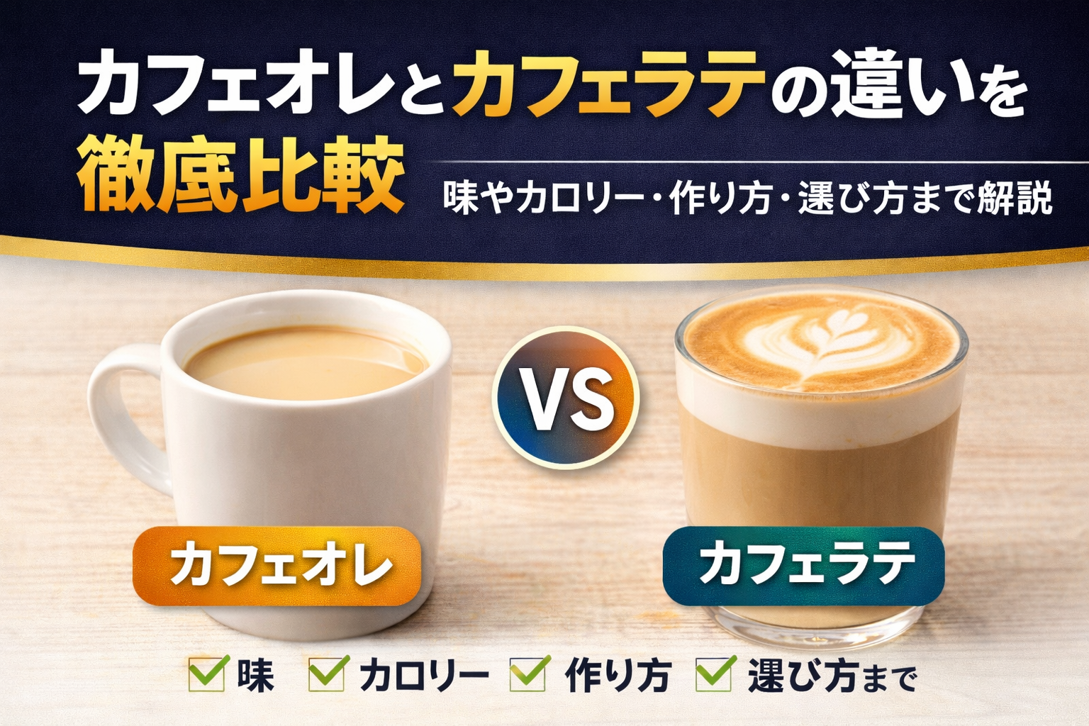 カフェオレとカフェラテの違いを徹底比較｜味やカロリー・作り方・選び方まで解説
