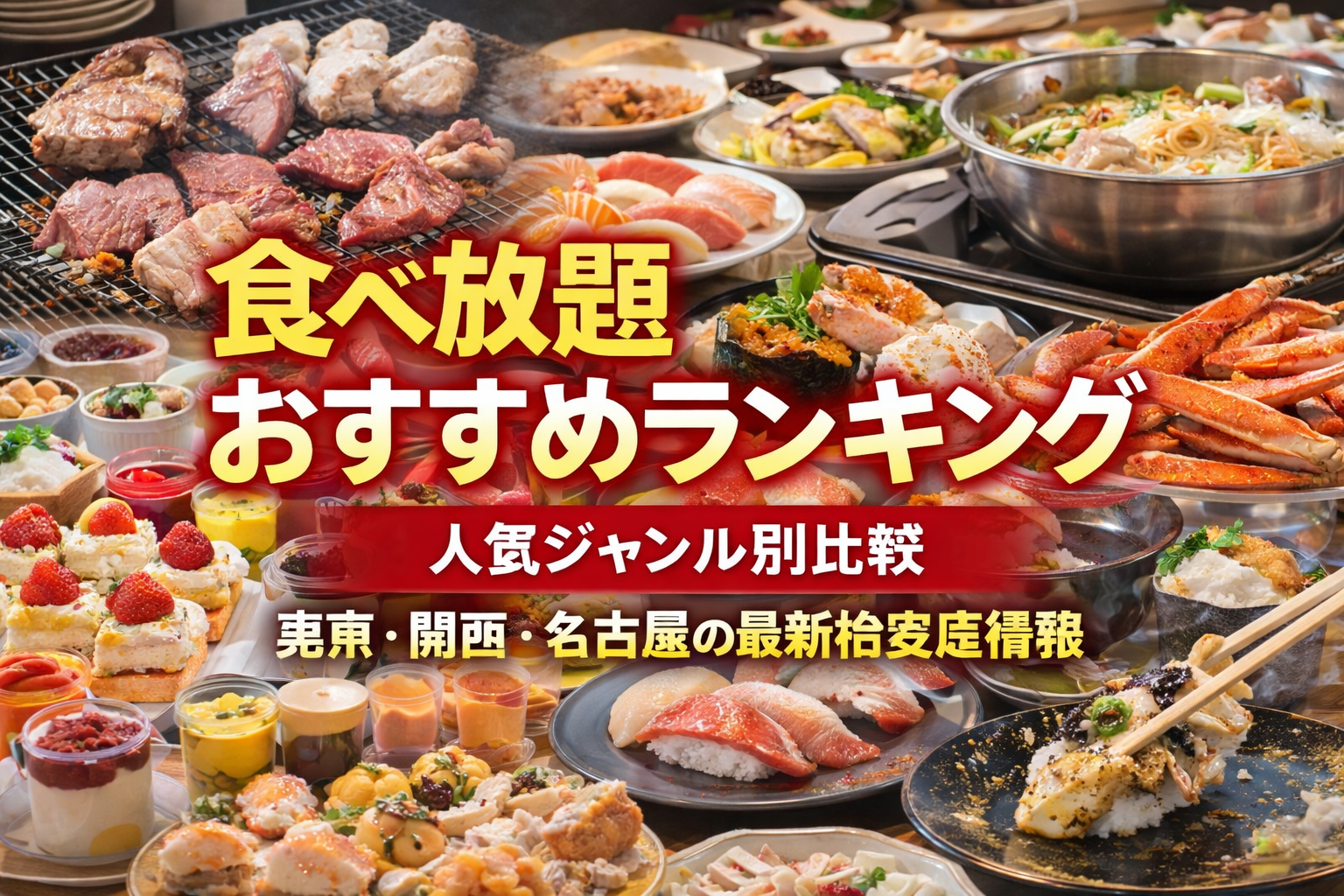 食べ放題おすすめランキングと人気ジャンル別比較｜東京・関西・名古屋の最新格安店情報