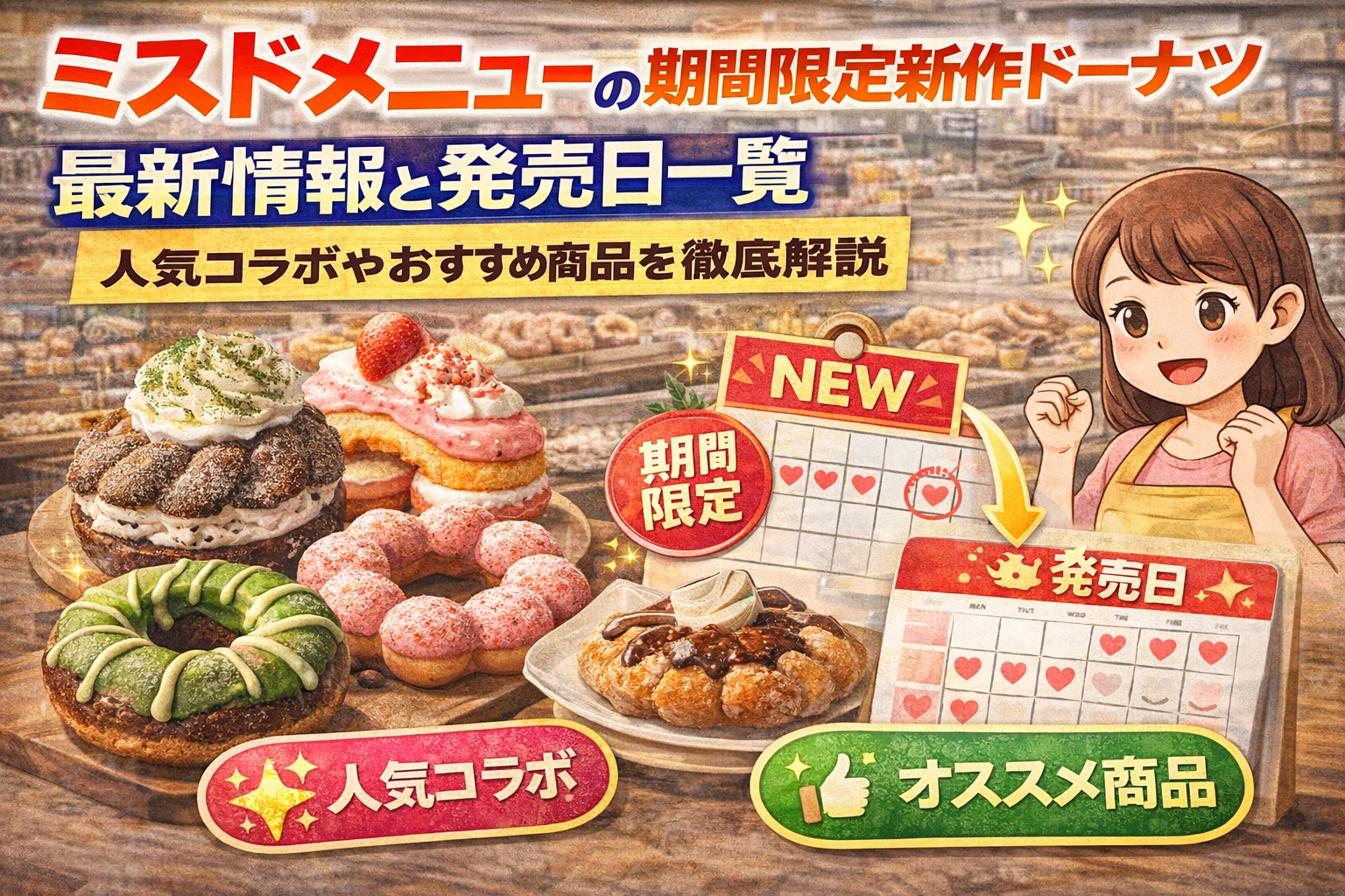 ミスドメニューの期間限定新作ドーナツ最新情報と発売日一覧｜人気コラボやおすすめ商品を徹底解説