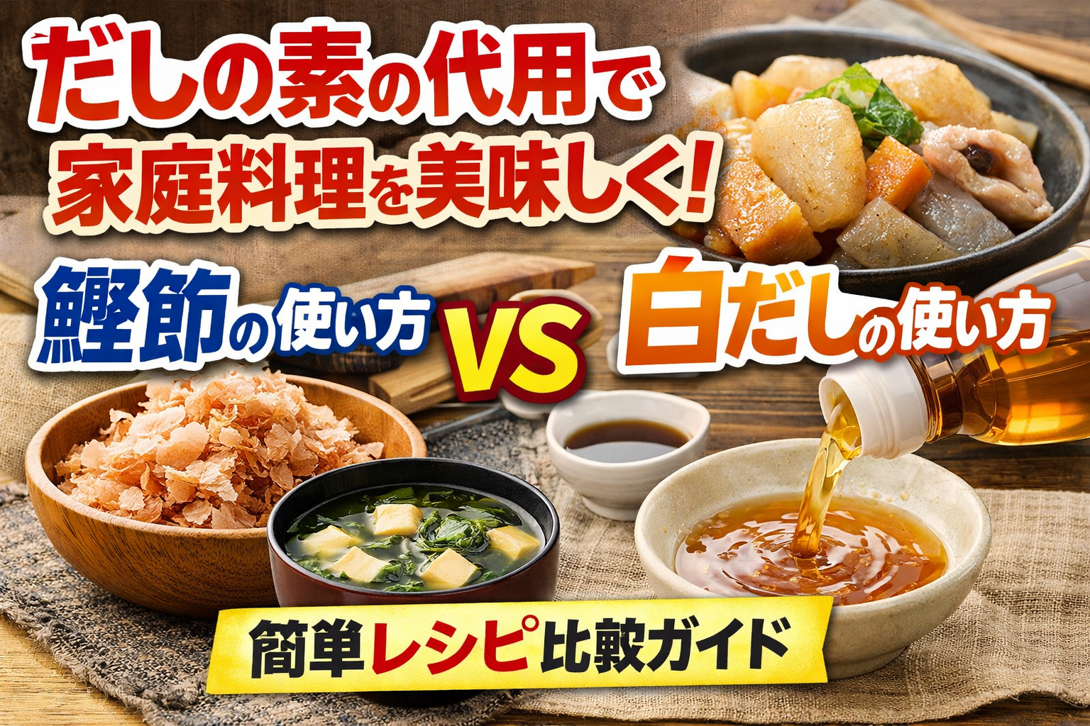 だしの素の代用で家庭料理を美味しく！鰹節や白だしの使い方と簡単レシピ比較ガイド