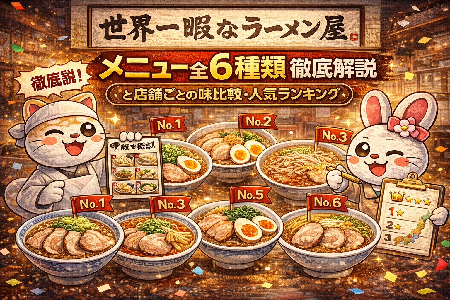 世界一暇なラーメン屋のメニュー全6種類徹底解説と店舗ごとの味比較・人気ランキング