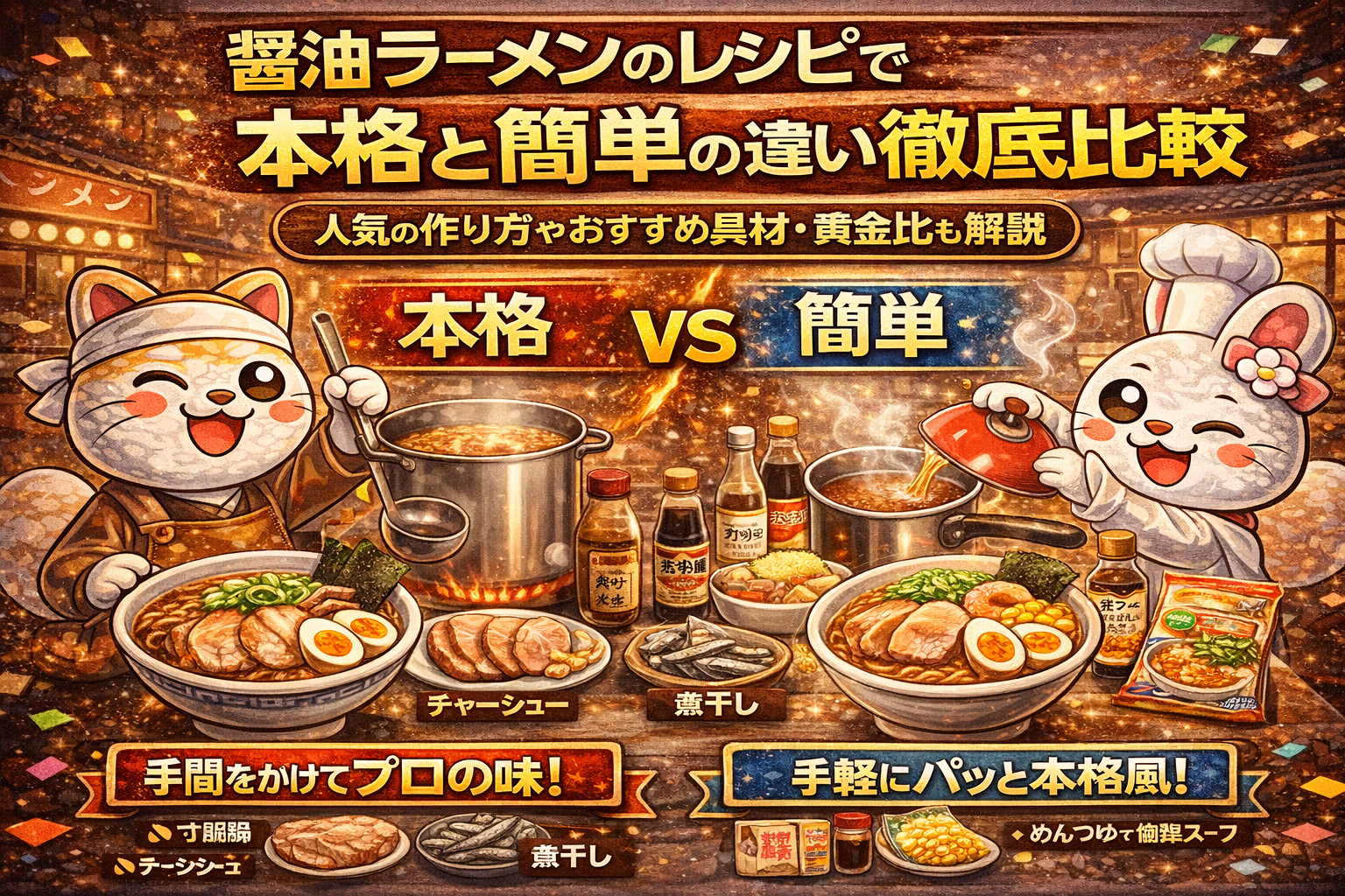 醤油ラーメンのレシピで本格と簡単の違い徹底比較｜人気の作り方やおすすめ具材・黄金比も解説