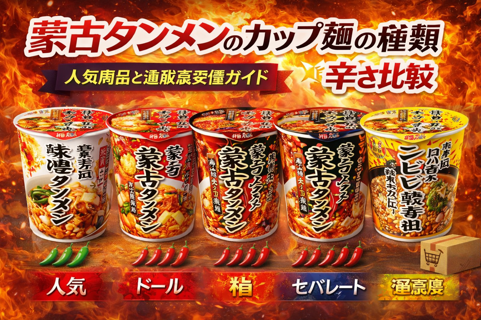 蒙古タンメンのカップ麺の種類一覧と辛さ比較・人気商品と通販最安値 