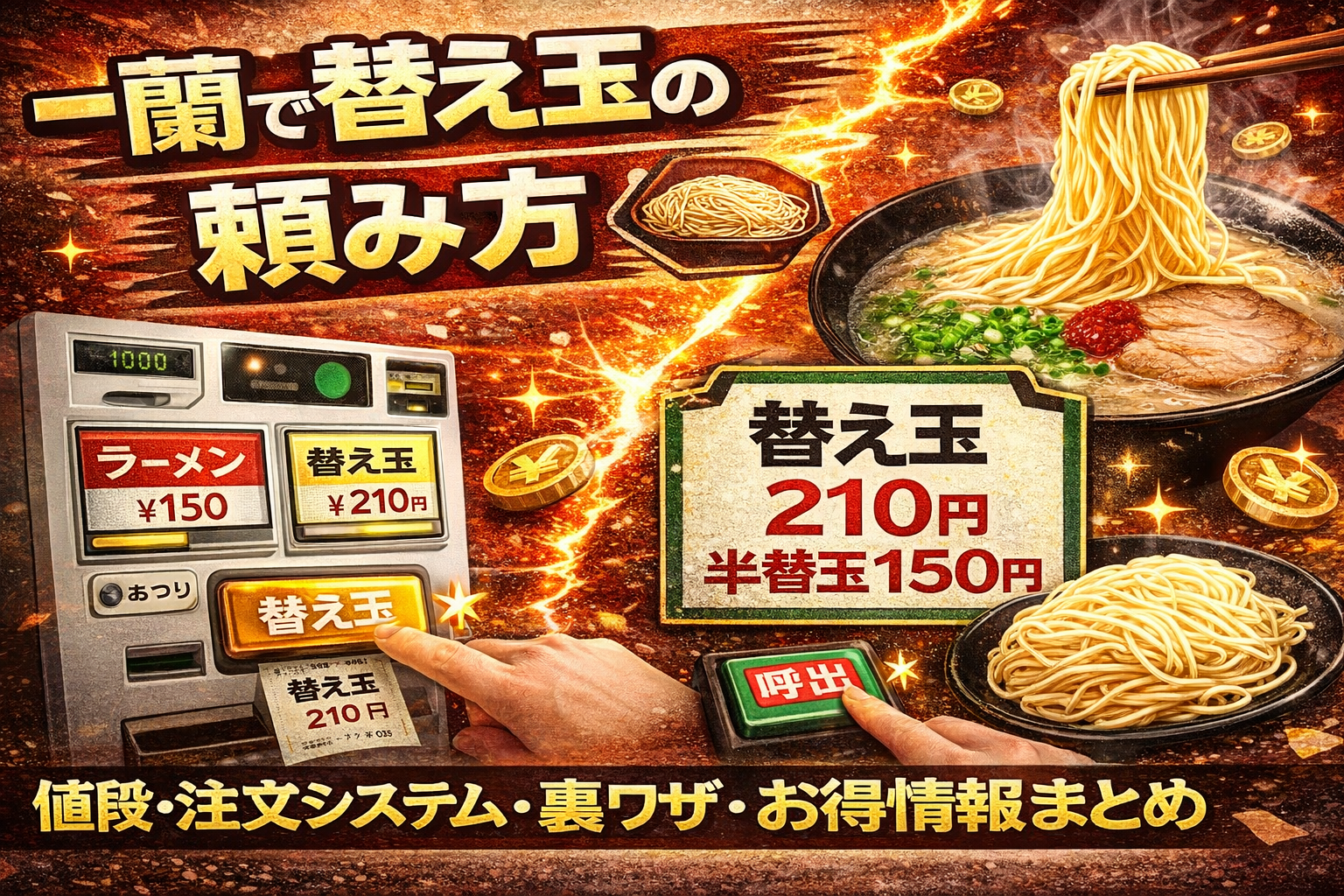 一蘭で替え玉の頼み方と値段を徹底解説｜初心者向け注文システムや裏 
